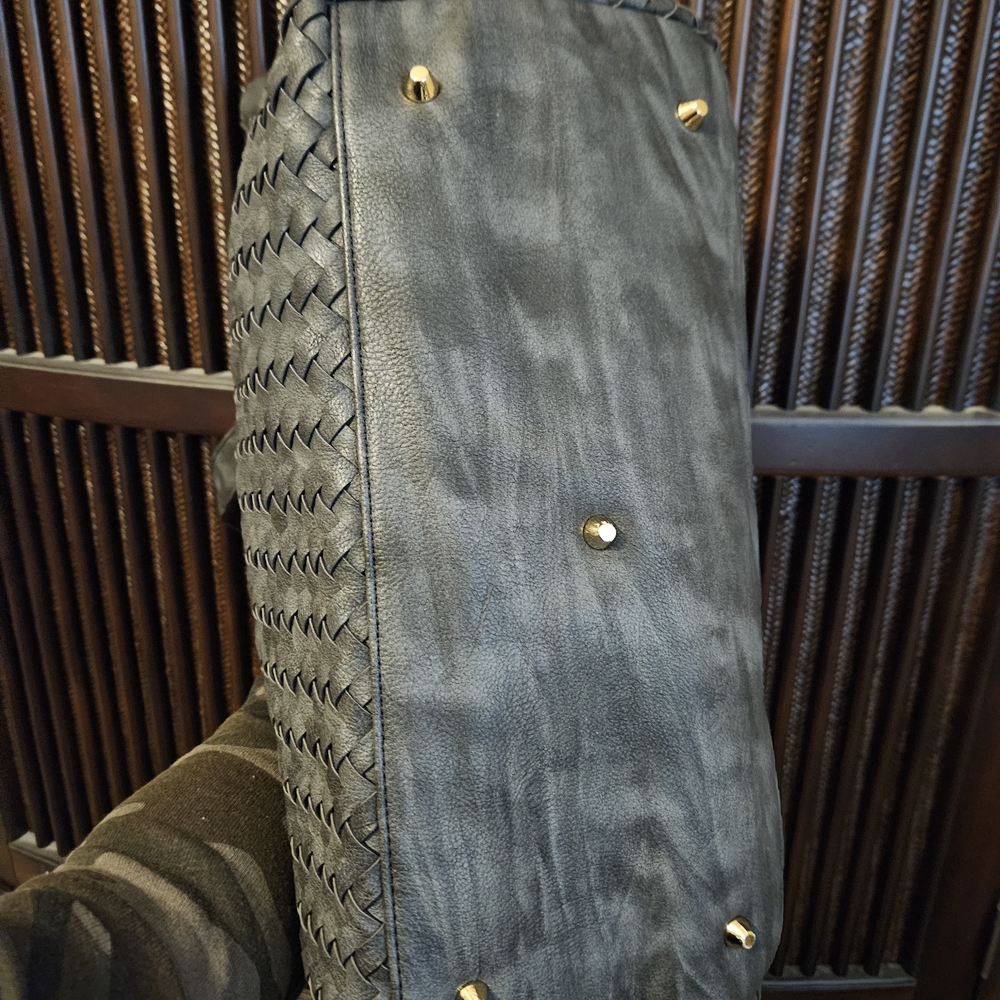 Deux Lux Grey Woven Large Tote Nwt - Picture 5 of 5
